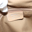 Salvatore Ferragamo Gancini Hand Bag Leather Beige Silver Auth 126621-12