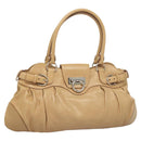 Salvatore Ferragamo Gancini Hand Bag Leather Beige Silver Auth 126621-1