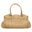 Salvatore Ferragamo Gancini Hand Bag Leather Beige Silver Auth 126621-2