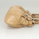 Salvatore Ferragamo Gancini Hand Bag Leather Beige Silver Auth 126621-3