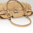 Salvatore Ferragamo Gancini Hand Bag Leather Beige Silver Auth 126621-6