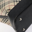 BURBERRY Nova Check Tote Bag Canvas Leather Silver Beige Auth 126624-14
