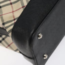BURBERRY Nova Check Tote Bag Canvas Leather Silver Beige Auth 126624-16