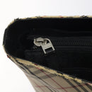BURBERRY Nova Check Tote Bag Canvas Leather Silver Beige Auth 126624-10