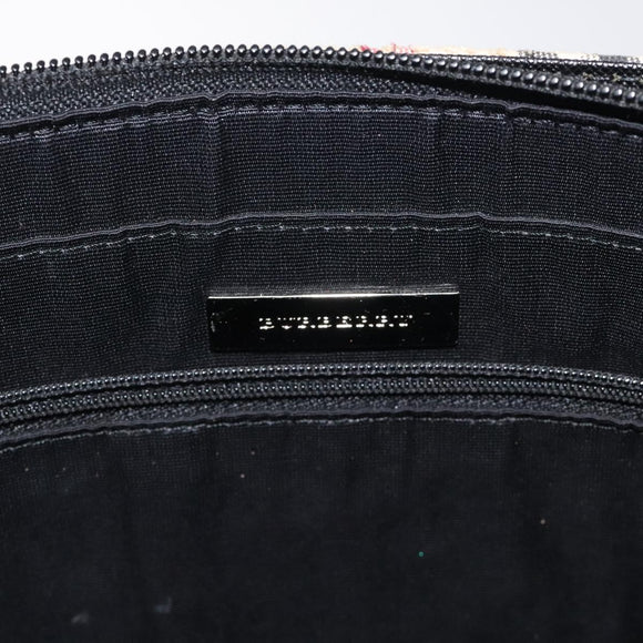 BURBERRY Nova Check Tote Bag Canvas Leather Silver Beige Auth 126624