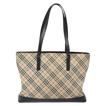 BURBERRY Nova Check Tote Bag Canvas Leather Silver Beige Auth 126624 - 0