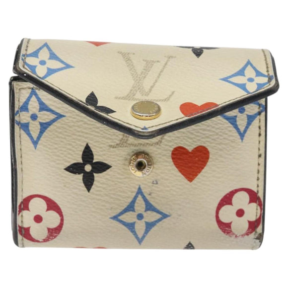 LOUIS VUITTON Monogram Game On Portefeuillezoe Wallet White M57491 Auth 126651