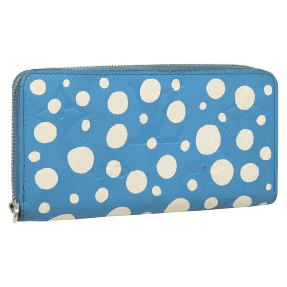 LOUIS VUITTON Empreinte Yayoi Kusama Zippy Wallet Blue M81954 LV Auth 126653