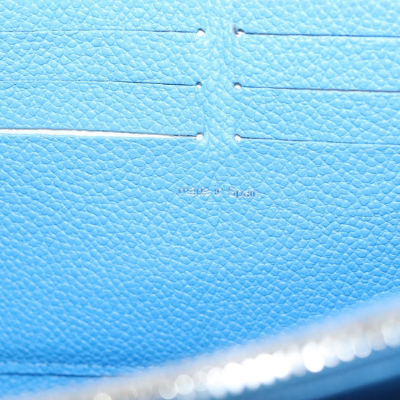 LOUIS VUITTON Empreinte Yayoi Kusama Zippy Wallet Blue M81954 LV Auth 126653