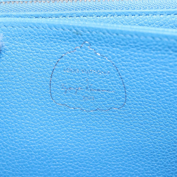 LOUIS VUITTON Empreinte Yayoi Kusama Zippy Wallet Blue M81954 LV Auth 126653