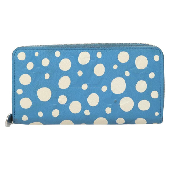 LOUIS VUITTON Empreinte Yayoi Kusama Zippy Wallet Blue M81954 LV Auth 126653