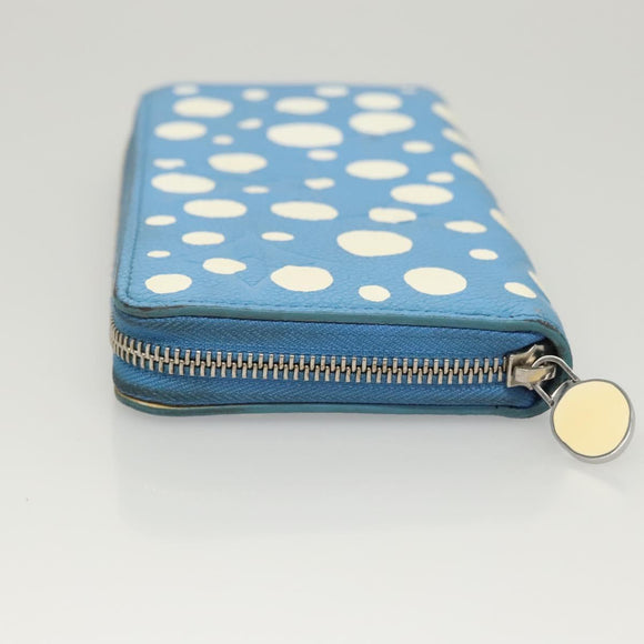 LOUIS VUITTON Empreinte Yayoi Kusama Zippy Wallet Blue M81954 LV Auth 126653
