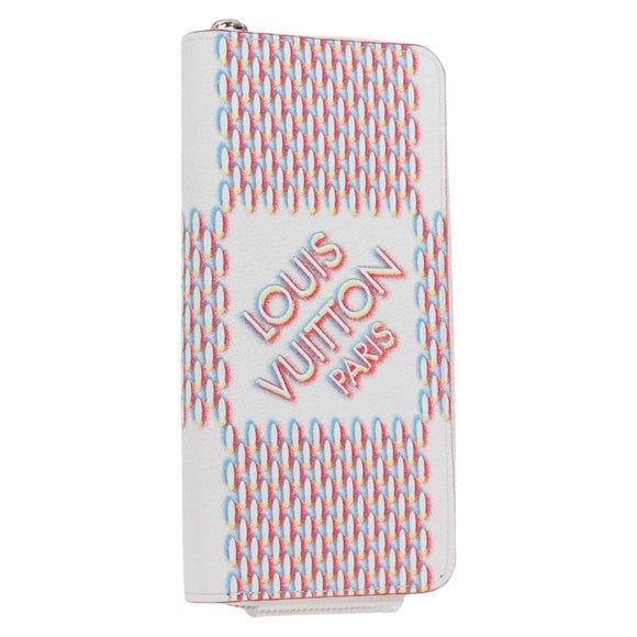 LOUIS VUITTON Damier Spray Zippy Wallet Vertical White M81403 LV Auth 126654M