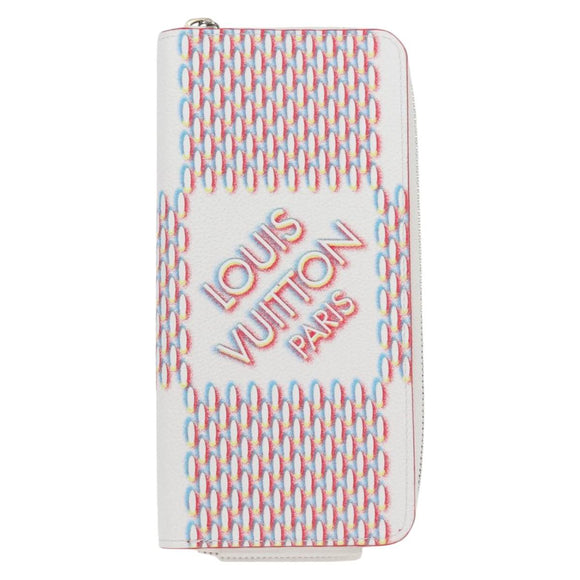 LOUIS VUITTON Damier Spray Zippy Wallet Vertical White M81403 LV Auth 126654M