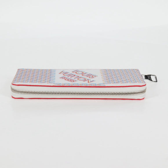 LOUIS VUITTON Damier Spray Zippy Wallet Vertical White M81403 LV Auth 126654M