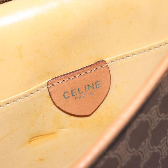 CELINE Macadam Canvas Shoulder Bag PVC Leather Brown Gold Auth 126660