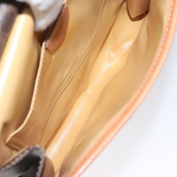 CELINE Macadam Canvas Shoulder Bag PVC Leather Brown Gold Auth 126660