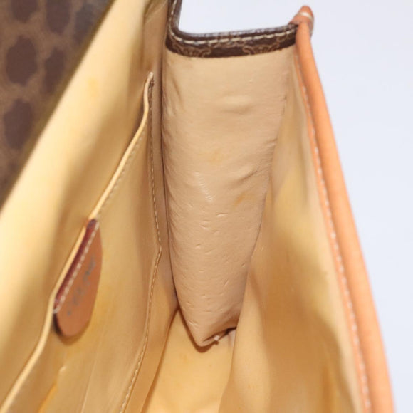 CELINE Macadam Canvas Shoulder Bag PVC Leather Brown Gold Auth 126660