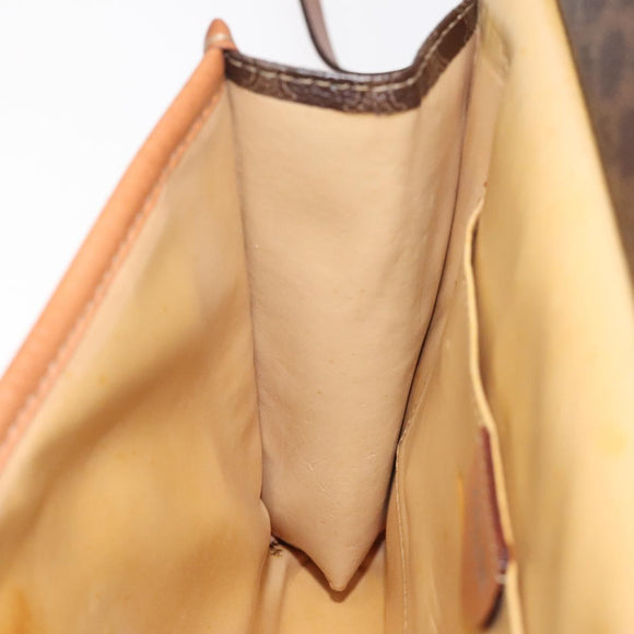 CELINE Macadam Canvas Shoulder Bag PVC Leather Brown Gold Auth 126660