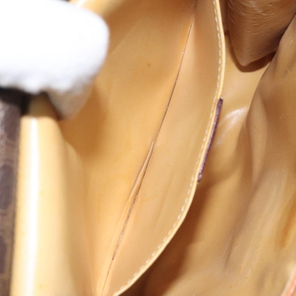 CELINE Macadam Canvas Shoulder Bag PVC Leather Brown Gold Auth 126660