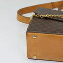CELINE Macadam Canvas Shoulder Bag PVC Leather Brown Gold Auth 126661-8