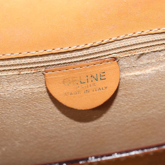 CELINE Macadam Canvas Shoulder Bag PVC Leather Brown Gold Auth 126661