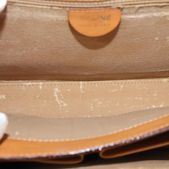 CELINE Macadam Canvas Shoulder Bag PVC Leather Brown Gold Auth 126661