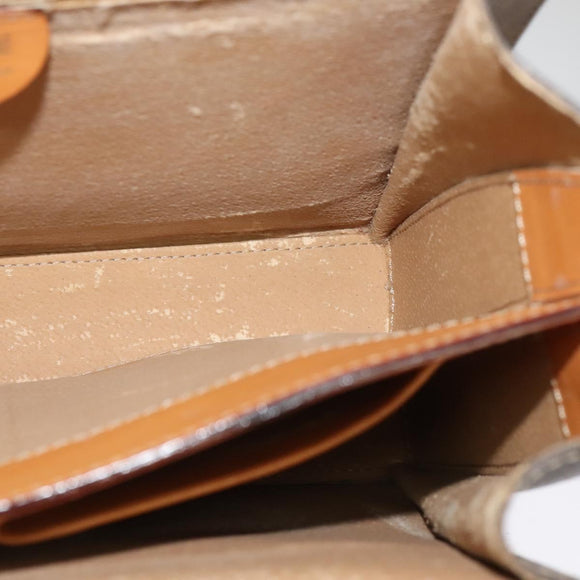 CELINE Macadam Canvas Shoulder Bag PVC Leather Brown Gold Auth 126661