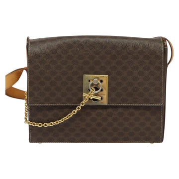 CELINE Macadam Canvas Shoulder Bag PVC Leather Brown Gold Auth 126661 - 0