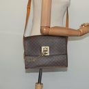 CELINE Macadam Canvas Shoulder Bag PVC Leather Brown Gold Auth 126661-23