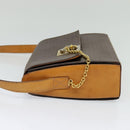 CELINE Macadam Canvas Shoulder Bag PVC Leather Brown Gold Auth 126661-4