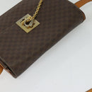 CELINE Macadam Canvas Shoulder Bag PVC Leather Brown Gold Auth 126661-6