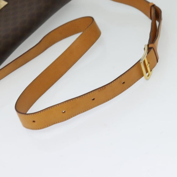 CELINE Macadam Canvas Shoulder Bag PVC Leather Brown Gold Auth 126661