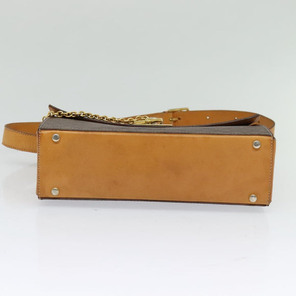 CELINE Macadam Canvas Shoulder Bag PVC Leather Brown Gold Auth 126661