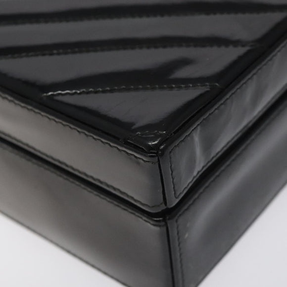 CHANEL V Stitch COCO Mark Shoulder Bag Patent leather Black Gold CC Auth 126704