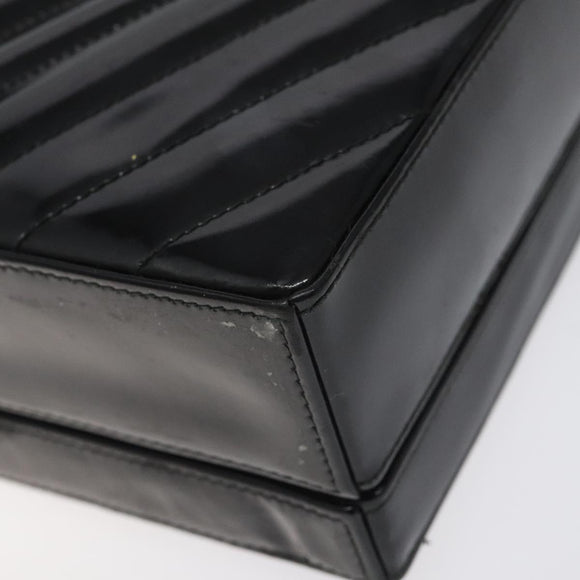 CHANEL V Stitch COCO Mark Shoulder Bag Patent leather Black Gold CC Auth 126704