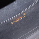 CHANEL V Stitch COCO Mark Shoulder Bag Patent leather Black Gold CC Auth 126704-15