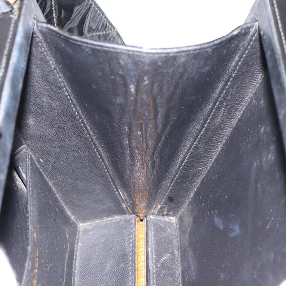 CHANEL V Stitch COCO Mark Shoulder Bag Patent leather Black Gold CC Auth 126704