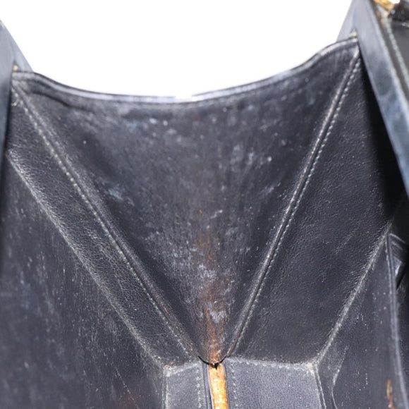 CHANEL V Stitch COCO Mark Shoulder Bag Patent leather Black Gold CC Auth 126704