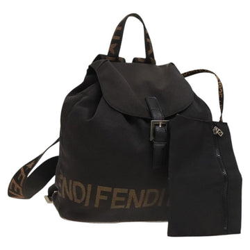 FENDI Backpack Nylon Black Silver Auth 126725