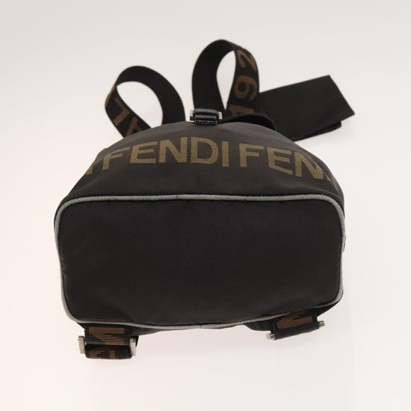 FENDI Backpack Nylon Black Silver Auth 126725