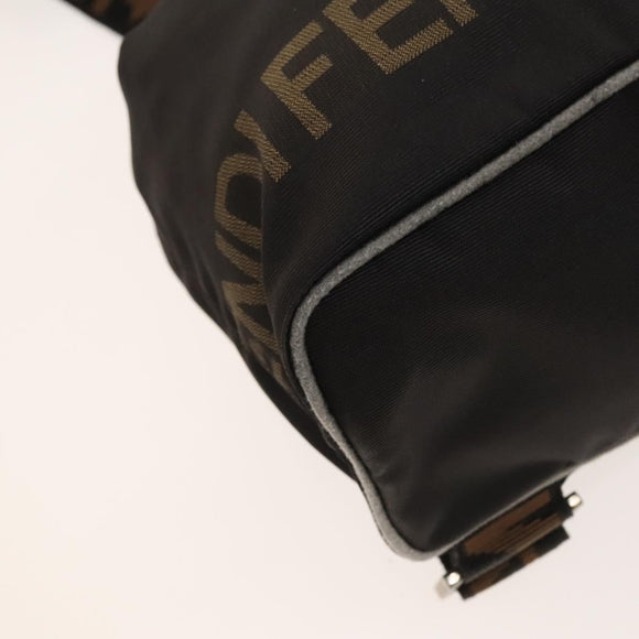 FENDI Backpack Nylon Black Silver Auth 126725