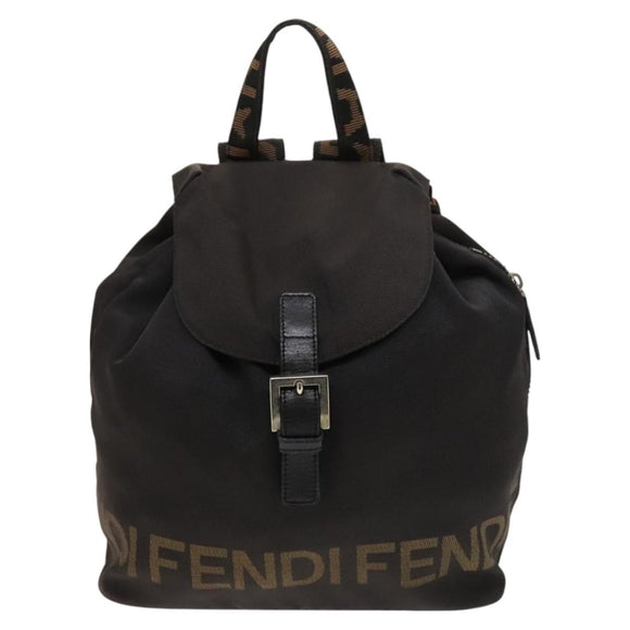 FENDI Backpack Black Silver Auth 126725