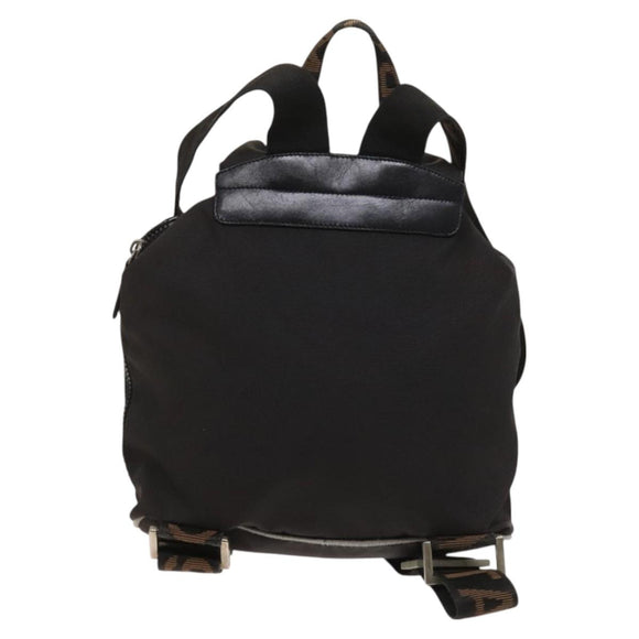 FENDI Backpack Nylon Black Silver Auth 126725