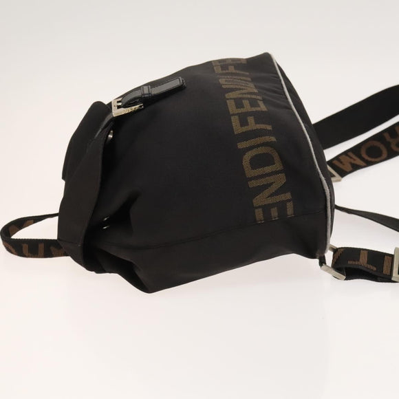 FENDI Backpack Nylon Black Silver Auth 126725