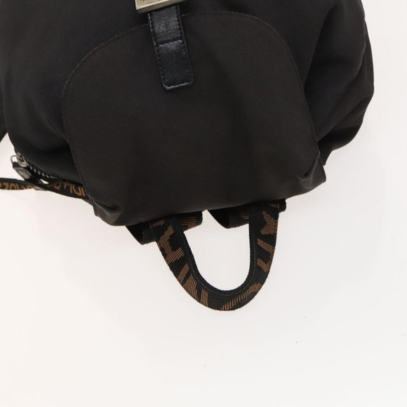FENDI Backpack Black Silver Auth 126725
