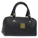 MCM Logogram Vicetos Hand Bag PVC Black Gold Auth 126744-1