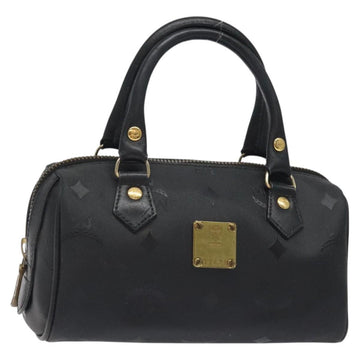 MCM Logogram Vicetos Hand Bag PVC Black Gold Auth 126744