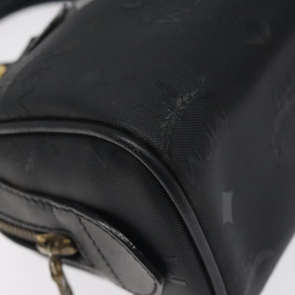 MCM Logogram Vicetos Hand Bag PVC Black Gold Auth 126744