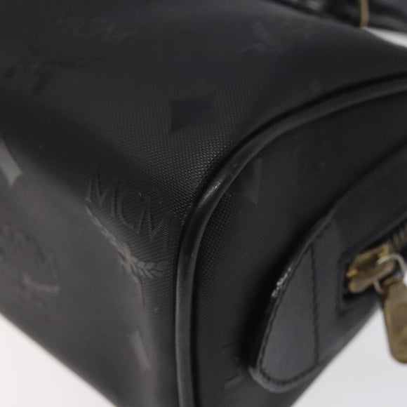 MCM Logogram Vicetos Hand Bag PVC Black Gold Auth 126744